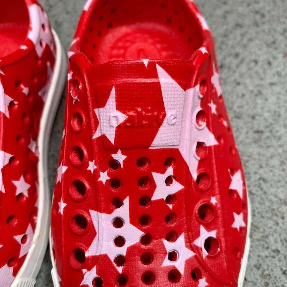 NATIVE Jefferson Stars Shoes Kids C5 5 Toddler Natives Shoe July 4th Red EUC